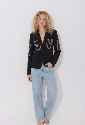 Ah26,305aout Veston noir avec studs doré