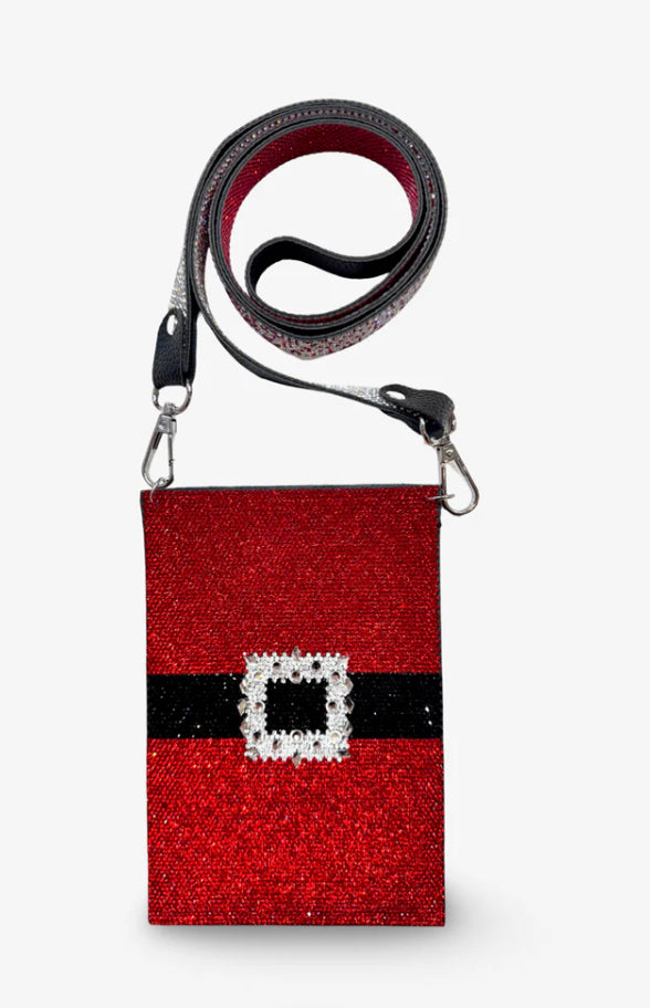 Bourse Noel pour cellulaire en cristaux  rouge et noir Jacqueline Kent JKBG128.RDBK