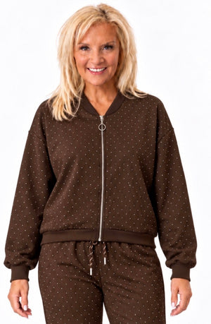 Ah26,315oct Veste brune Angela Mara à studs