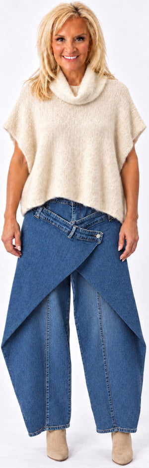 Ah26,124oct Jeans à pans croisés et attachés devant