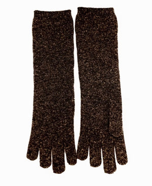 MMC191 GANTS EN LAINE TRICOTÉE UNIE BRUN JUSQU’AU COUDE GLME14