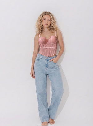 Ah26,4aout Corset bustier rose