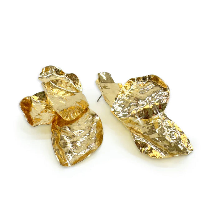Boucle d'oreilles pétales dorées JKE572.GO