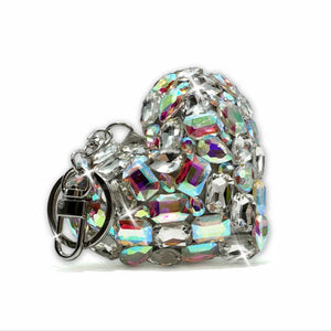 Charme de sac à main en en ferme de coeur cristal iridescent JKKC151.AB