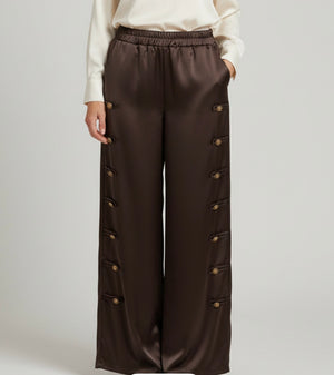 Ah26,111sept Pantalon brun satiné style militaire