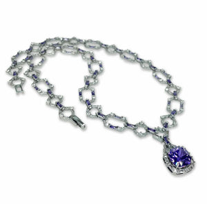 Collier argent avec mailles en cristaux clairs et violets JKN657.SIPU