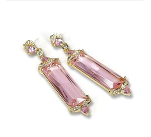 Boucle d'oreilles en cristal rectangulaire rose de Jacqueline Kent JKE550.PK