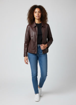 Ah26,314aout Jacket Bourgogne en cuir végane