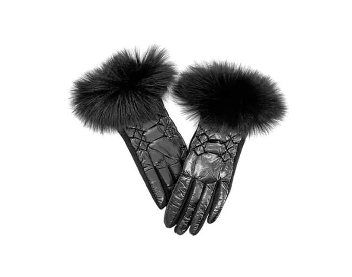 MMC14  Gants en nylon noir avec fourrure Mitchie's GLVM01