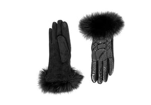 MMC14  Gants en nylon noir avec fourrure Mitchie's GLVM01