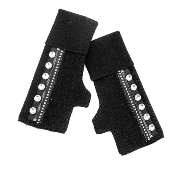 MMC3  Gants noirs sans doigts avec cristaux Mitchie's GLIM80