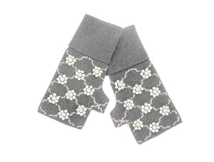 MMC5 Gants gris en tricot sans doigts  avec perles et cristaux Mitchie's GLIM86