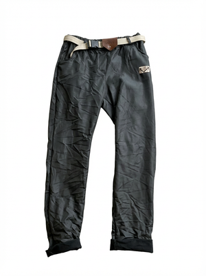 Pe26,105janv Pantalon noir avec ceinture en cuir synthétique taille unique