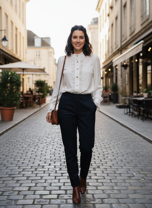 Pe26,6fev Chemisier blanc avec dentelle