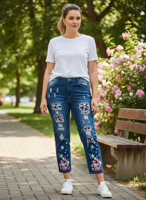 Pe26,105fev Jeans avec fleurs
