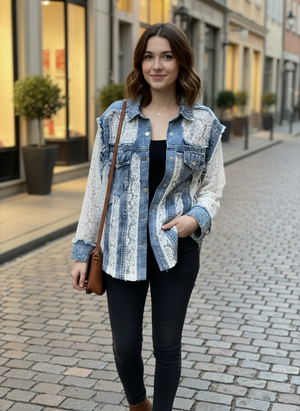 Pe26,12fev Chemisier jeans et dentelle