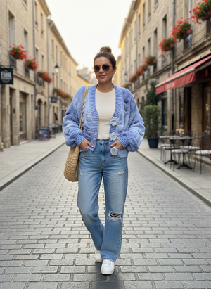 Pe26,302fev Veste bleu pas de laine