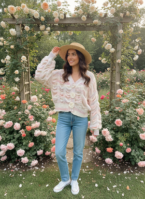 Pe26,304fev Veste rose à tricot pas de laine
