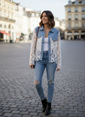Pe26,39fev Chemisier en broderie et jeans