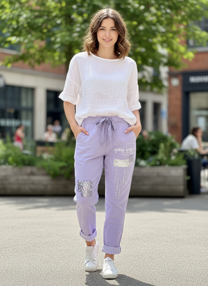 Pe26,135fev Pantalon lilas
