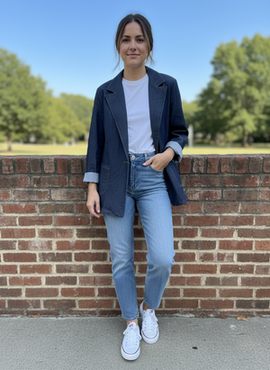 Pe26,309fev Veston denim foncé Angela Mara