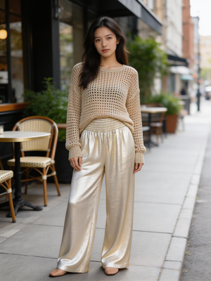 Pe26,153fev Pantalon light gold angela Mara