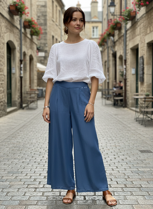 Pe26,104mars Pantalon bleu avec paillettes Angela Mara