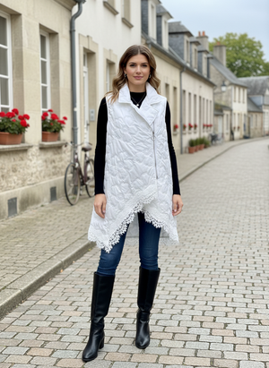 Pe26,300mars Veste sans manche avec fleurs gaufrées