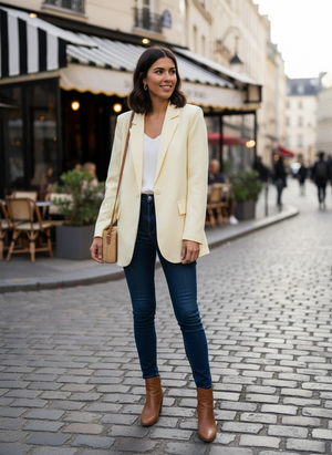 Pe26,304 mars Veston jaune pâle doublée avec poches