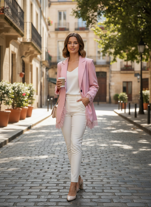 Pe26,310mars Veston rose avec dentelle