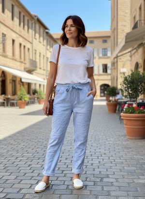 Pe26,125mars Pantalon bleu avec bande sur les côtés