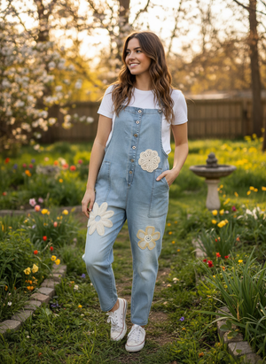 Pe26,129mars Salopette jeans souple avec appliquer