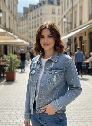 Pe26,302avril Jacquet de jeans avec pierres