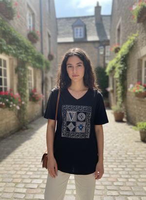 Pe26,5mai Haut noir avec pierres et studs