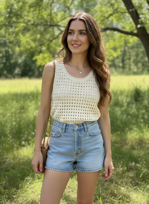 Pe26,18mai Débardeur beige en tricot