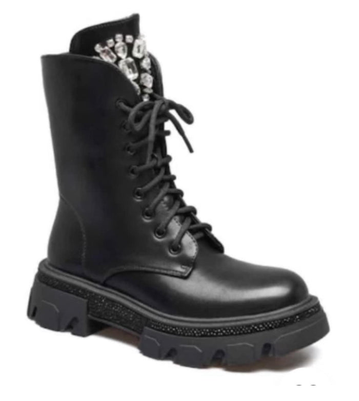 AH24,1 Bottes noires style militaire