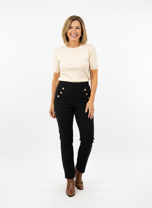 Ah26,111aout Pantalon avec bouton doré