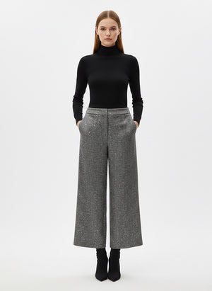 Ah26,318aout Pantalon gris avec poche et paillettes