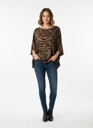 Ah26,4sept Haut noir à motifs camel