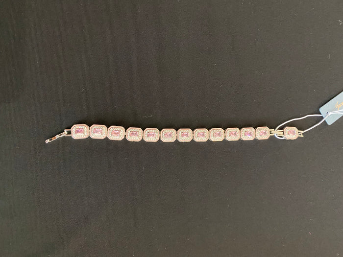 Bracelet tennis cristaux clairs et roses de Jacqueline Kent JKB419.SIPK