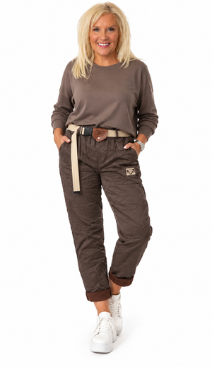 Ah26,137sept Pantalon brun avec ceinture en cuir végane