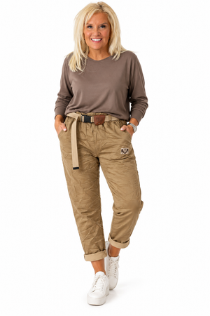 Ah26,138sept Pantalon doré avec ceinture inclus en cuir végane