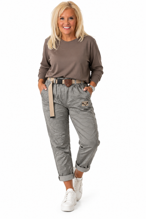 Ah26,139sept Pantalon gris avec ceinture inclus en cuir végane