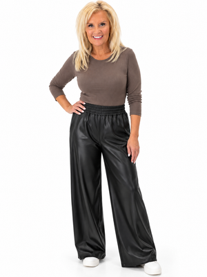 Ah26,145sept Pantalon noir en cuir végane Angela Mara