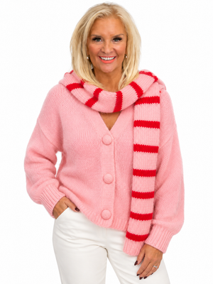 Ah26,324sept Veste rose et foulard inclus avec 8% de laine