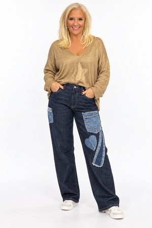 Ah26,154sept Jeans avec appliquer de pièces en jeans