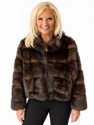 Ah26,309oct Manteau en fourrure synthétique brun