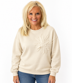 Ah26,9oct Haut crème avec appliqué et pierres Angela Mara