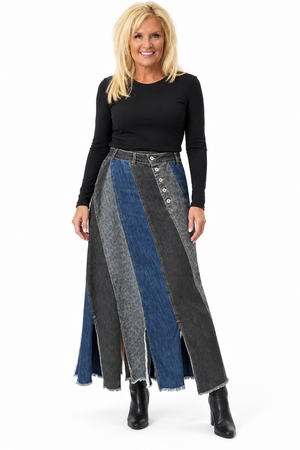 Ah26,112oct  Jupe en jeans cousue en diagonale