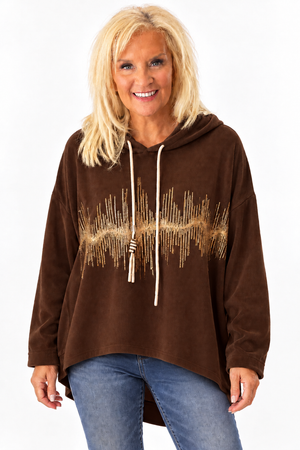 Ah26,20oct Hoodie brun avec du doré et petite pierres